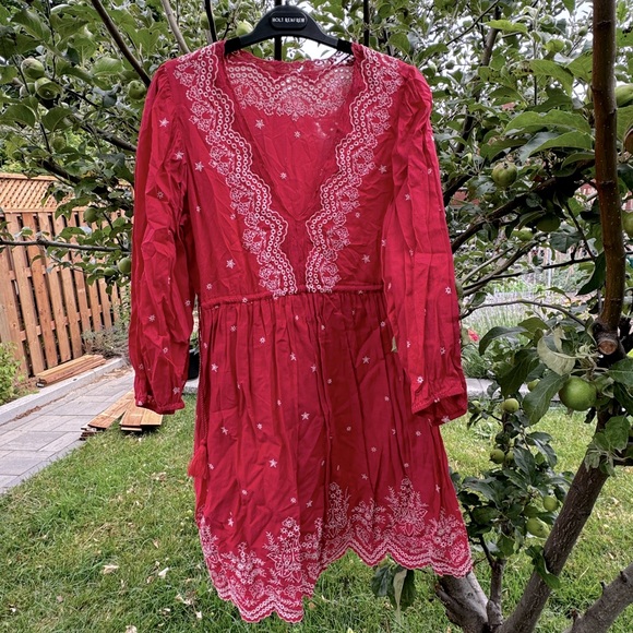 ULLA JOHNSON Clarice Embroidered Eyelet Lace Babydoll Dress, Scarlett - Sz 8 - Picture 2 of 16